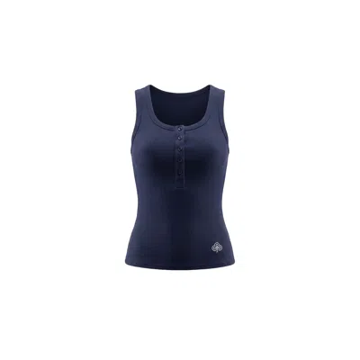 Be Athletica Women's Blue Essential Everyday Henley Tank Top - Navy
