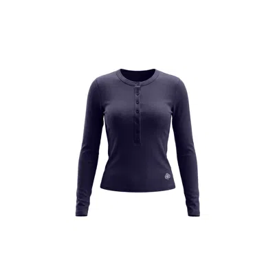 Be Athletica Women's Blue Essential Long-sleeve Henley Top - Navy