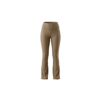 Be Athletica Women's Brown Essential Everyday Foldover Flare Pants - Stone