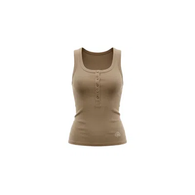 Be Athletica Women's Brown Essential Everyday Henley Tank Top - Stone