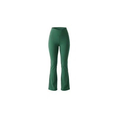 Be Athletica Women's Green Be One Eighty Wrap-waist Flared Leggings - Forest
