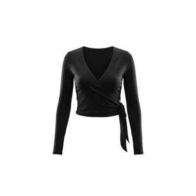 Be Athletica Women's The Ultimate Ballet Wrap-top - Black In Metallic