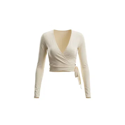 Be Athletica Women's White The Ultimate Ballet Wrap-top - Ecru