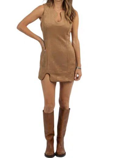 Be Blessed Suede Mini Dress In Ember Camel In Brown