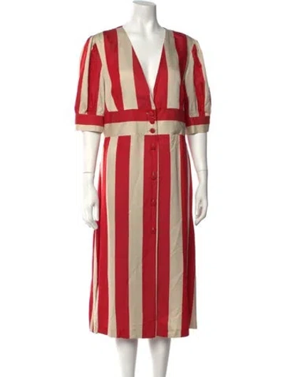 Pre-owned Be Blumarine Striped Midi Length Dress In Red