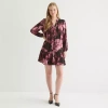 Be By Chetta B Womens Long Sleeve Floral Shift Dress In Multi