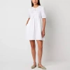 Be By Chetta B Womens Short Sleeve Babydoll Dress In White