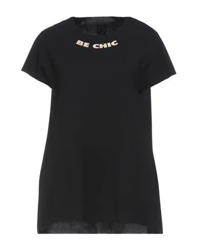 Be Chic Woman T-shirt Black Size M Polyester, Elastane
