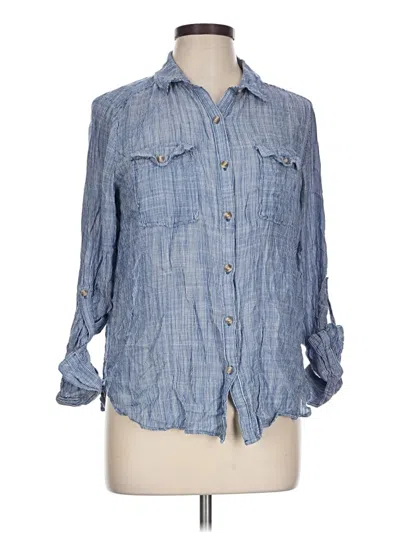 Pre-owned Be Cool 3/4 Sleeve Button Down Shirt In Blue