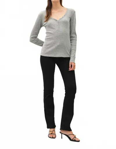 Be Cool Anna Henley Snap Top In Grey In Gray