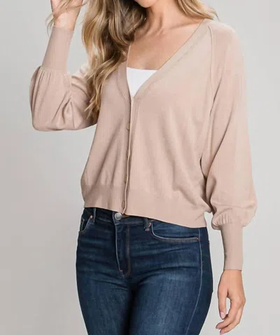 Be Cool Balloon Sleeve Cardigan In Oatmeal In Brown