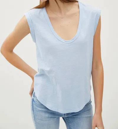 Be Cool Basic Cap Sleeve Top In Blue