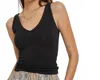 Be Cool Basic V-neck Tank In Black In Black