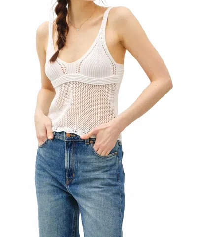 Be Cool Bodice Crochet Knit Tank In Ivory In White