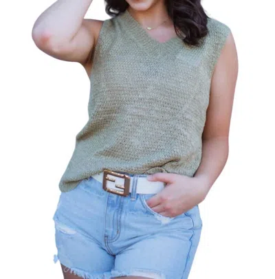 Be Cool Breezy Open Back Top In Pistachio In Grey