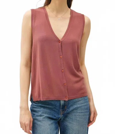 Be Cool Brynne V-neck Sweater Vest In Marsala In Animal Print