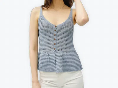 Be Cool Buttoned Bloom Sweater In Dusty Blue In Gray