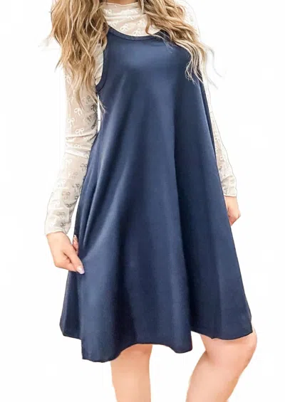 Be Cool Casual Cotton A-line Mini Tank Dress In Dark Indigo In Blue