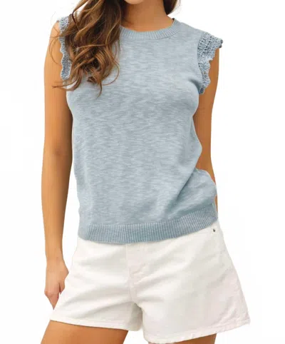 Be Cool Clara Ruffle Sleeve Top In Blue
