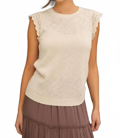 Be Cool Clara Ruffle Sleeve Top In Natural In White