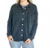 Be Cool Classic Shacket Jacket In Black Washed In Blue
