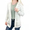 Be Cool Classic Striped Cardigan - Plus In Sage In Red