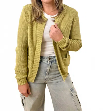 Be Cool Cloud Nine Open-knit Cardigan In Dijon In Green