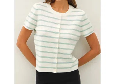 Be Cool Coastal Stripe Sweater In Seafoam In White