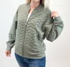 Be Cool Comfy Wave Quilted Bomber Jacket In Olive In Green