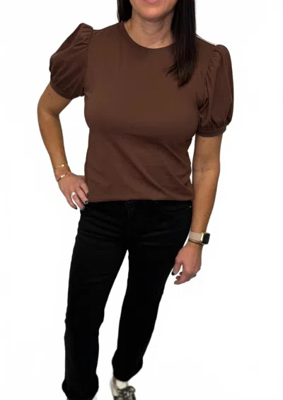 Be Cool Cotton Jersey Puff Sleeve T-shirts In Choco In Brown
