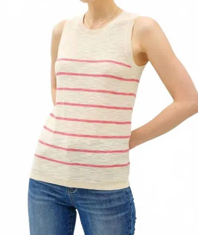 Be Cool Cotton Slub Striped Knit Tank Top In Coral In Neutral
