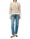 Be Cool Crew Neck Flower Sweater In Beige In White