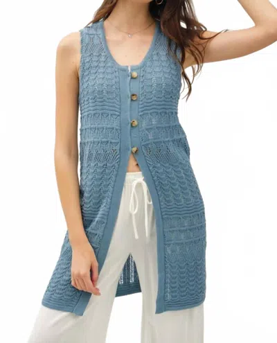 Be Cool Crochet Knit Duster In Blue