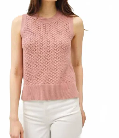 Be Cool Crochet Sleeveless Knit Sweater In Dusty Pink