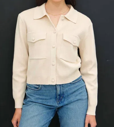 Be Cool Cropped Button Up Sweater Jacket In Oatmeal In White