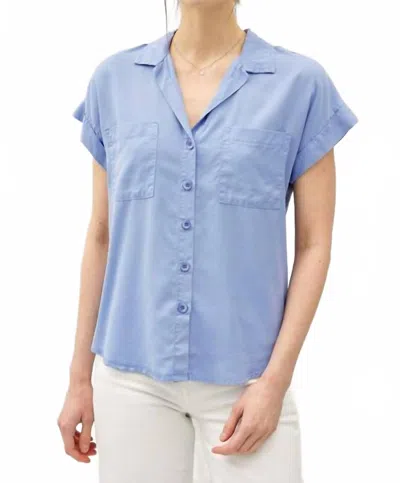 Be Cool Cropped Button Up Top In Blueberry