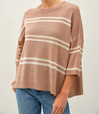 Be Cool Dina Striped Sweater Top In Natural In Brown