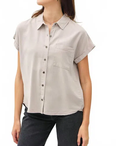 Be Cool Dolman Button Down Short Sleeve Shirt In Cloud In Blue
