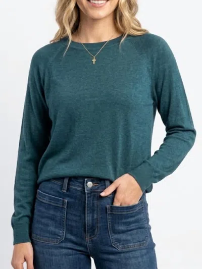 Be Cool Easy Raglan Loose Fit Sweater Top In Teal In Animal Print