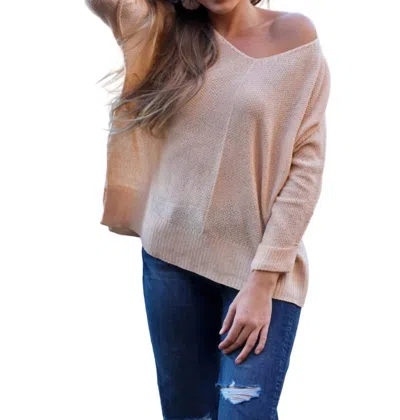 Be Cool Flowing V-neck Sweater In Champagne In Beige