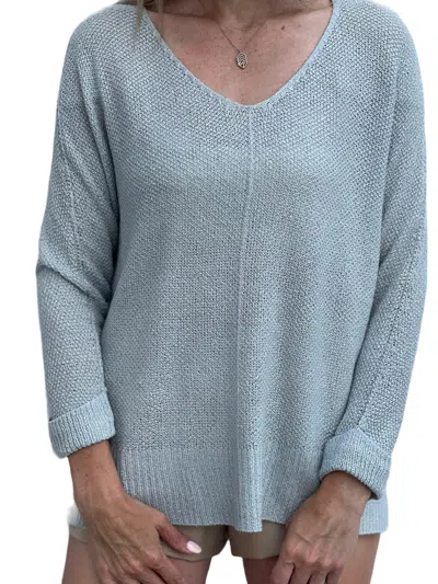 Be Cool Flowing V-neck Sweater In Waterfall In Blue