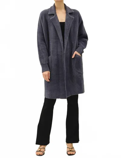 Be Cool Fuzzy Blazer Cardigan In Grey In Gray