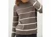 BE COOL GRADIENT WIDTH STRIPE SWEATER IN CHARCOAL