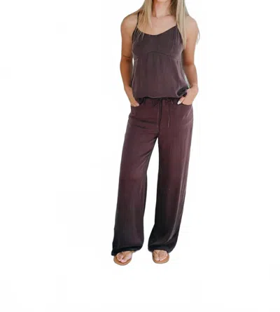 Be Cool Halter Air Washed Tie Tank Top In Dark Chocolate In Purple