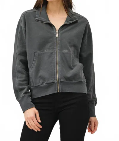 Be Cool Hillary Acid Wash Zip Sweatshirt In Charcoal In Black