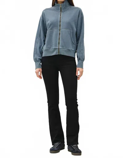 Be Cool Hillary Acid Wash Zip Sweatshirt In Teal In Blue
