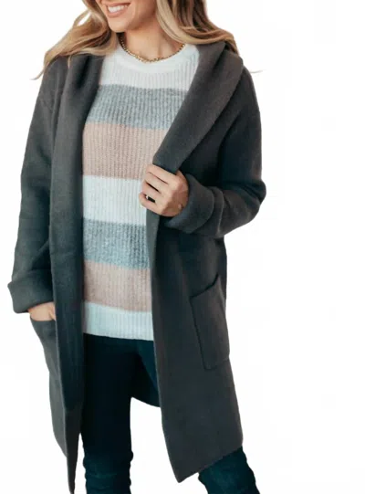 Be Cool Hooded Long Sleeve Cardigan In Gray In Multi