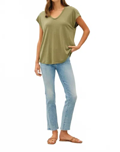 Be Cool Jordan Raw Edge Linen Tee In Fern In Green