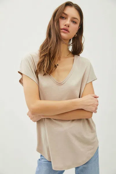 Be Cool Jordan Raw Edge Linen Tee In Natural In Black