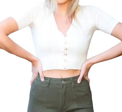 Be Cool Kammy V-neck Crop Top In White
